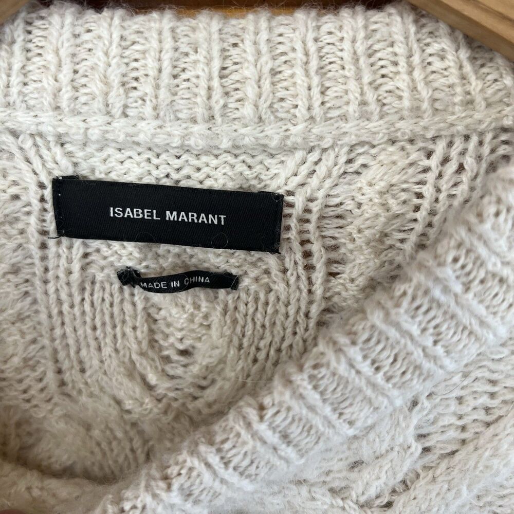 Chic Isabel Marant Womens Baby Alpaca Cream Crewneck Pullover Sweater Size 40 L - Picture 3 of 6